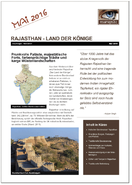 Newsletter Rajasthan - Land der Könige